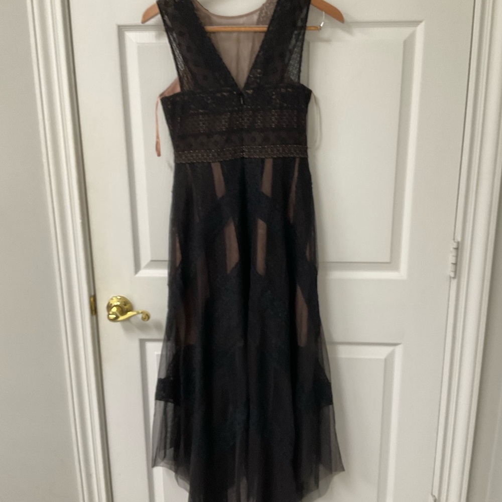 BCBG Black Sheer Lace Midi Dress